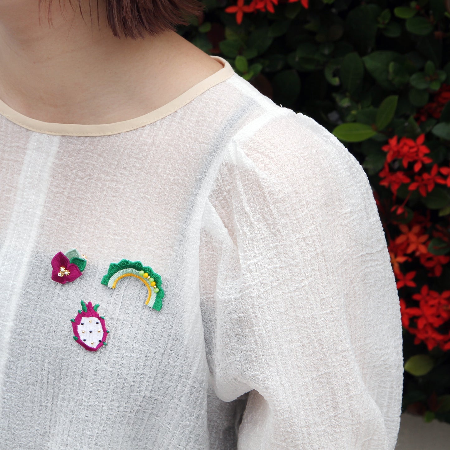 刺繍ブローチ ゴーヤー
