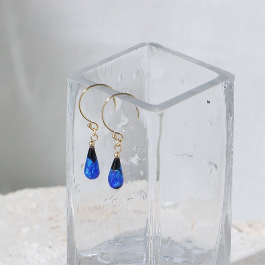 しずく ホタルガラス ドロップフックピアス /14KGF