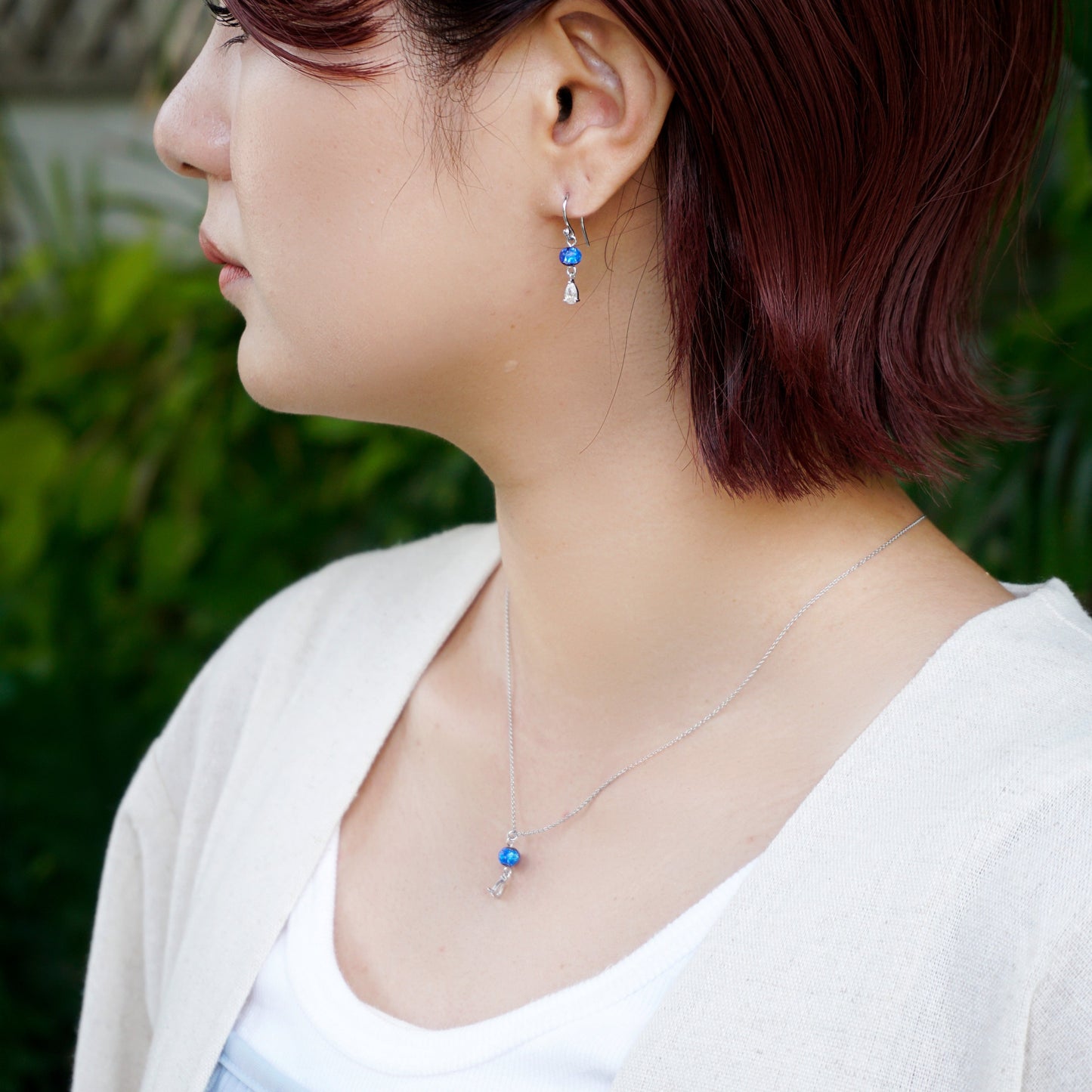 ホタルガラス×ジルコニア ピアス /Silver925