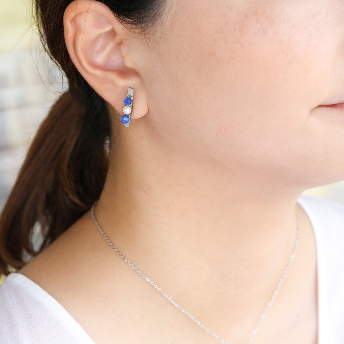 ラインドロップピアス / acier × JEENAR