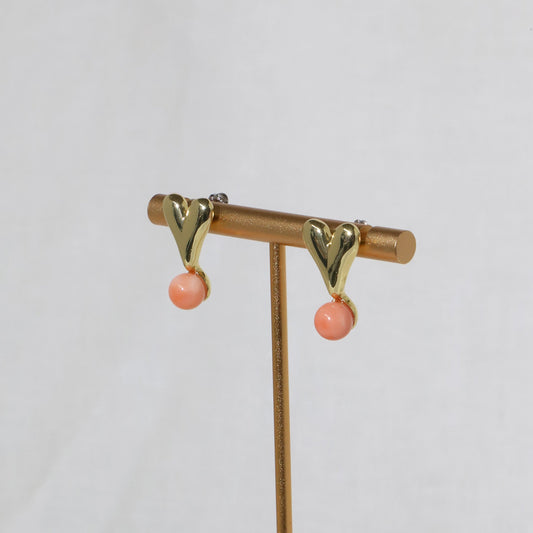 深海珊瑚 ハートコーラル スタッドピアス