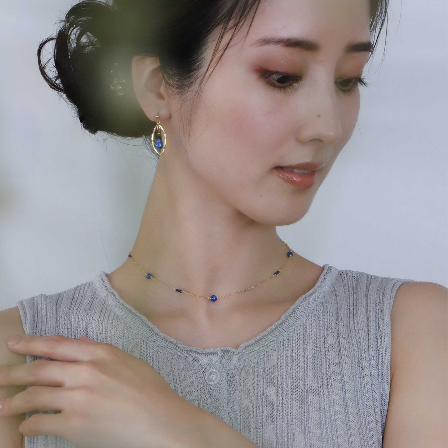 ホタルガラス ステーションネックレス /14KGF