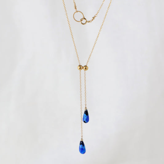 ホタルガラス ドロップロングネックレス /14KGF