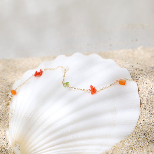 地中海珊瑚 コーラルスパークルチェーンブレスレット /14KGF