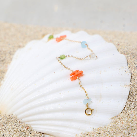 深海珊瑚 コーラルスパークルチェーンブレスレット /14KGF