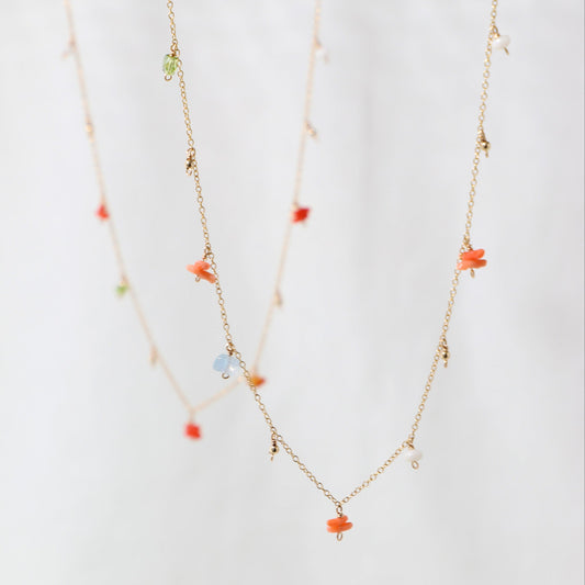 深海珊瑚 コーラルスパークルチェーンネックレス /14KGF