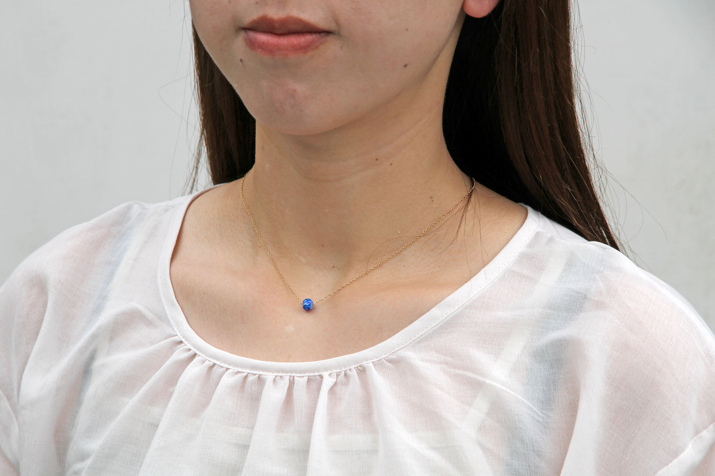 White Firefly Glass Pendant/14KGF