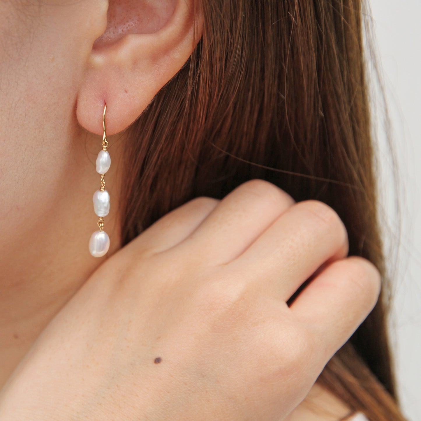 淡水パールピアス /14KGF