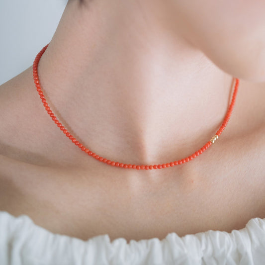 地中海珊瑚 ラインネックレス /14KGF