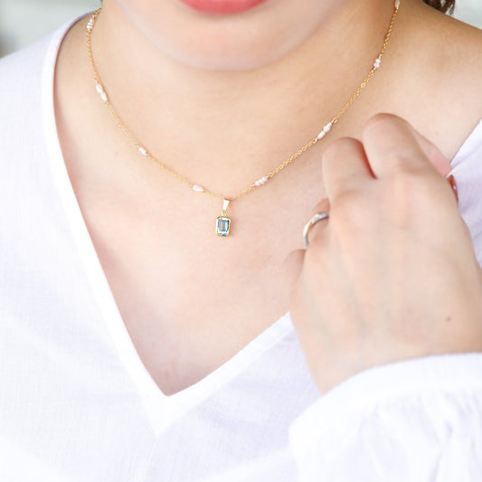 スカイブルートパーズ ステーションネックレス / 14KGF