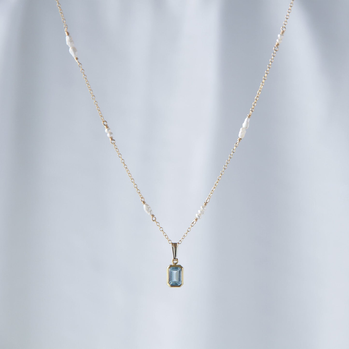 スカイブルートパーズ ステーションネックレス / 14KGF