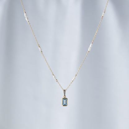 スカイブルートパーズ ステーションネックレス / 14KGF