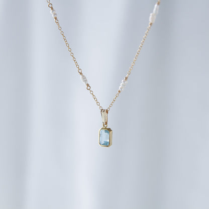 スカイブルートパーズ ステーションネックレス / 14KGF