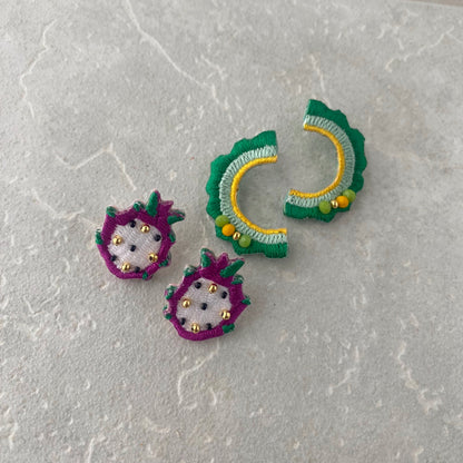 刺繍ピアス ゴーヤー
