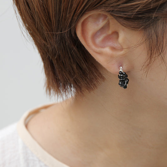 Natural stone black spinel earrings/Silver925