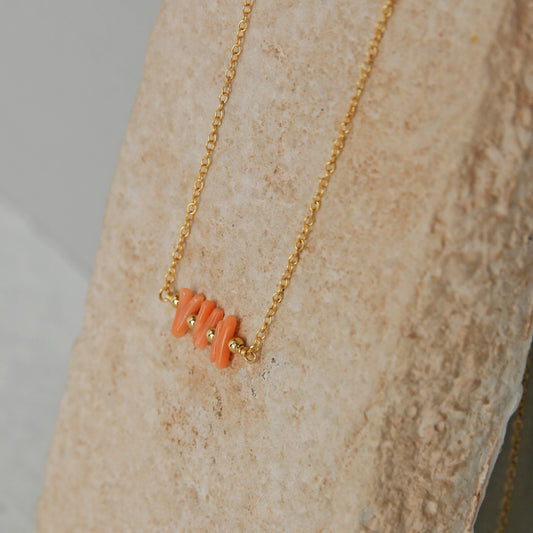 Deep sea coral chain necklace/14KGF