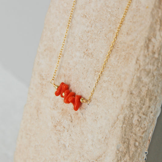 Mediterranean Coral Chain Necklace/14KGF