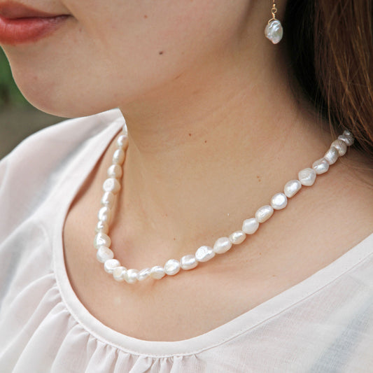 Freshwater pearl necklace/14KGF