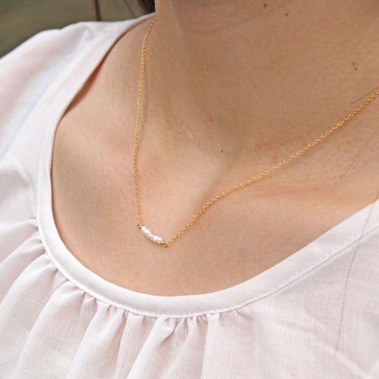 Freshwater pearl chain necklace/14KGF