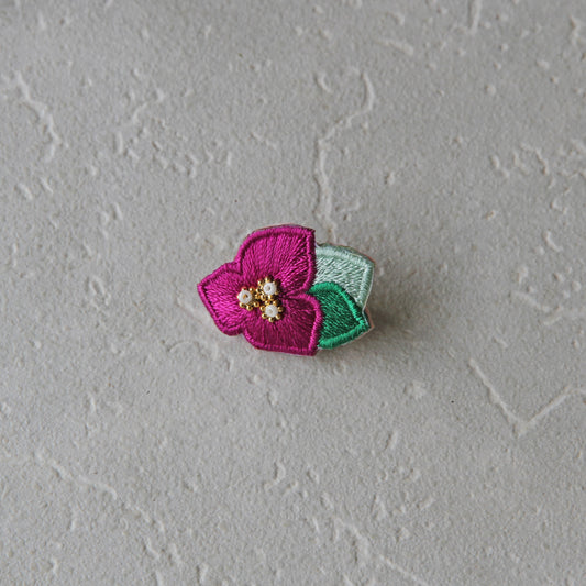 Embroidered brooch bougainvillea