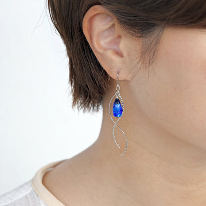 Drop-shaped firefly glass double curve earrings